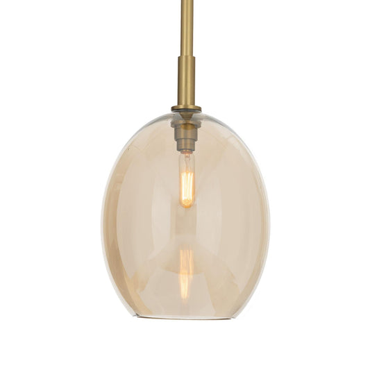 Artemis Pendant Single - Natural Brass & Champagne Glass