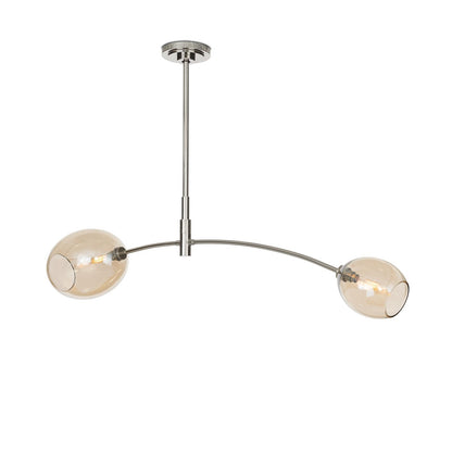 Artemis Pendant Double - Polished Nickel & Champagne Glass