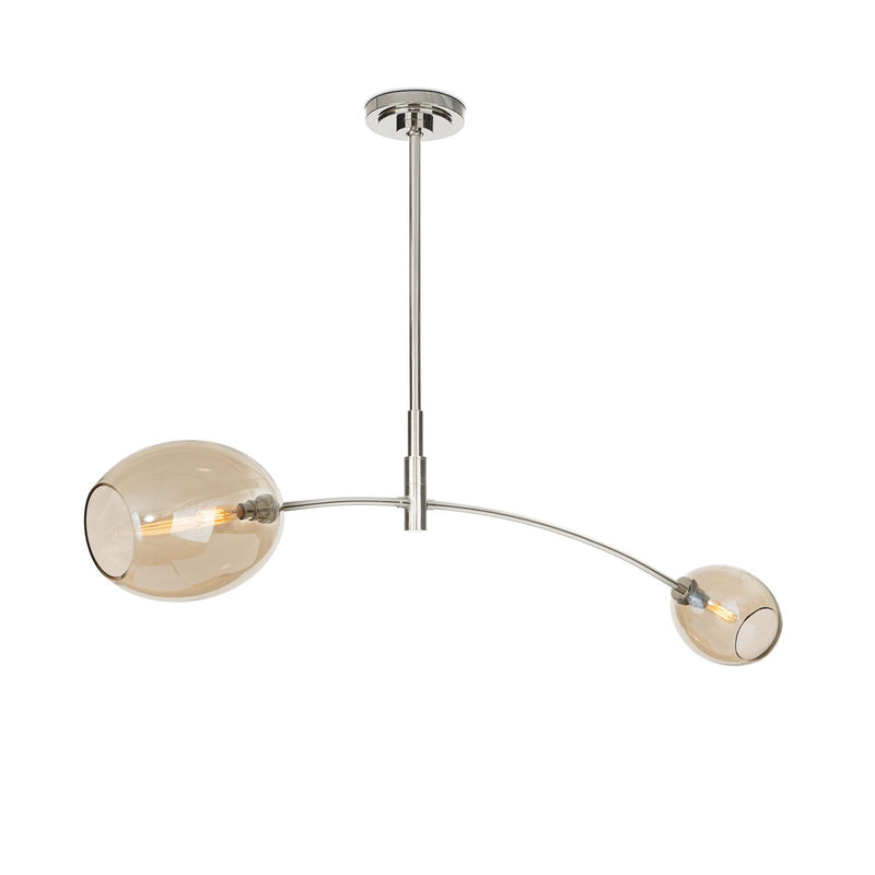 Artemis Pendant Double - Polished Nickel & Champagne Glass