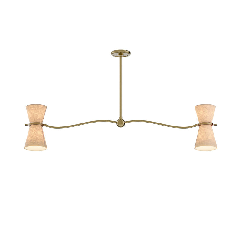 Gable Linear Chandelier - Antique Natural Brass & Oyster Shade