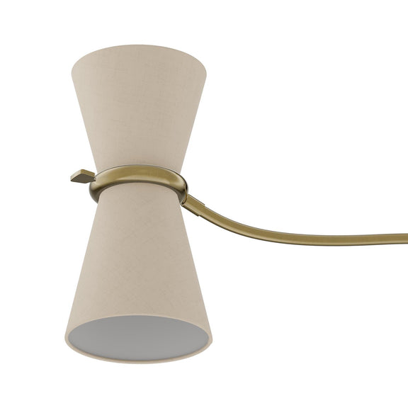 Gable Linear Chandelier - Antique Natural Brass & Oyster Shade