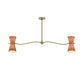 Gable Linear Chandelier - Antique Natural Brass & Russet Shade
