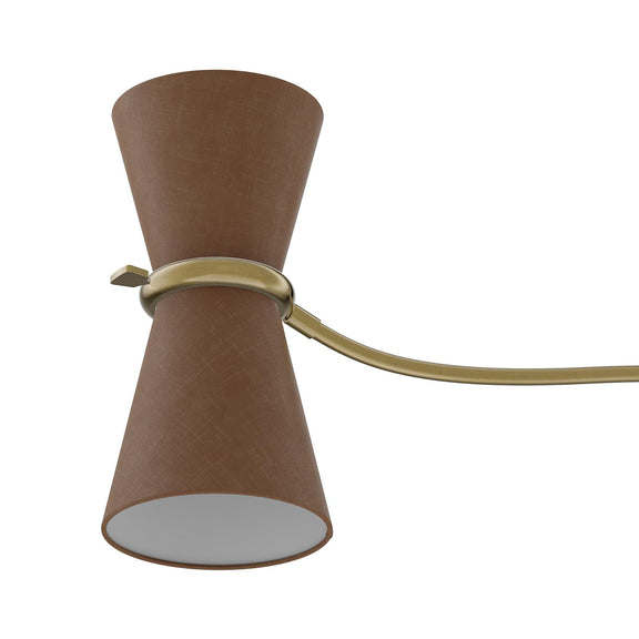 Gable Linear Chandelier - Antique Natural Brass & Russet Shade
