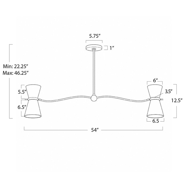 Gable Linear Chandelier - Antique Natural Brass & Russet Shade