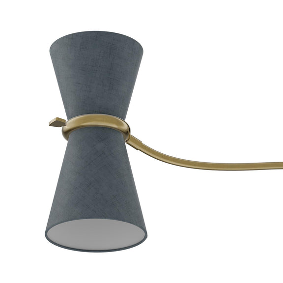 Gable Linear Chandelier - Antique Brass & Storm Blue Shade