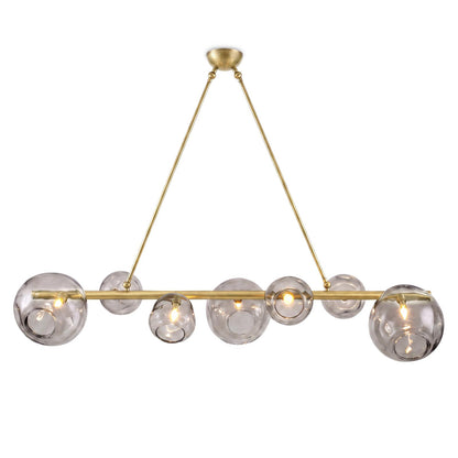 Molten Linear Chandelier with Smoke Glass - Natural Brass