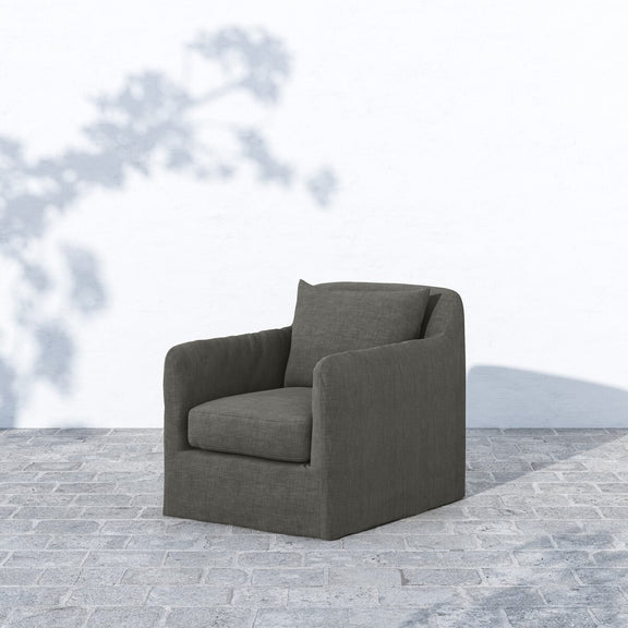 Dade Outdoor Slipcover Swivel Chair - Venao Charcoal