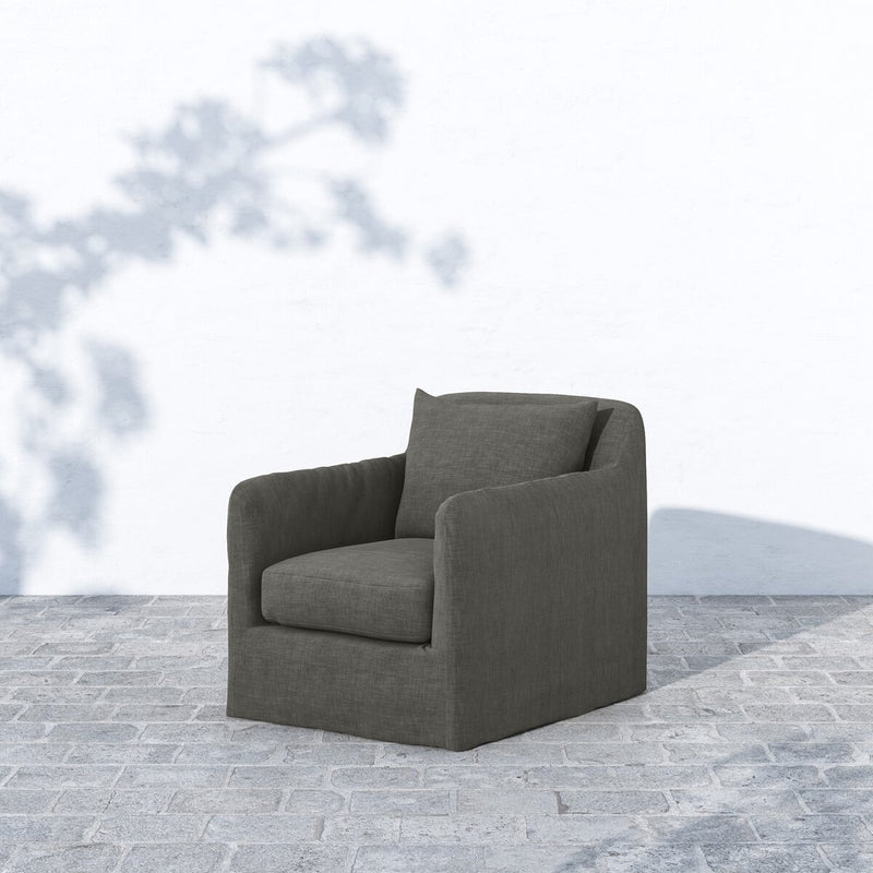 Dade Outdoor Slipcover Swivel Chair - Venao Charcoal