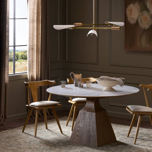 Sargon Dining Table - Honed White Marble