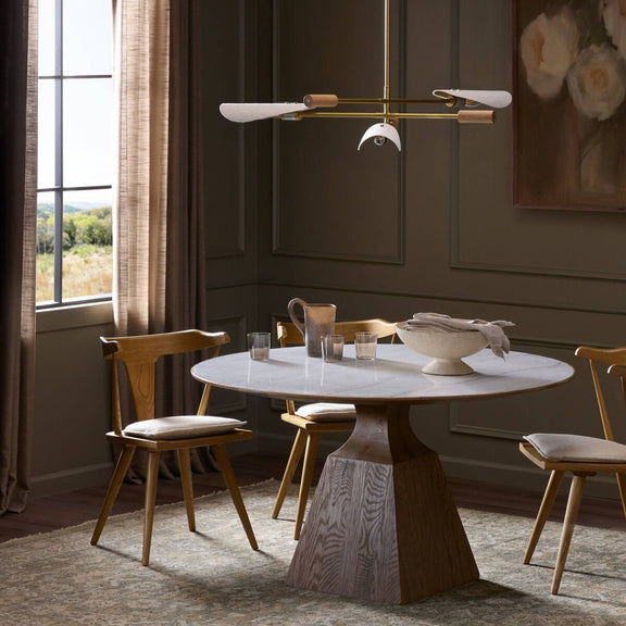 Sargon Dining Table - Honed White Marble