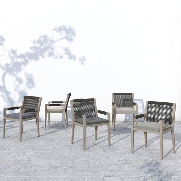 Sherwood Outdoor Dining Armchair, Weathered Grey - Faye Sand