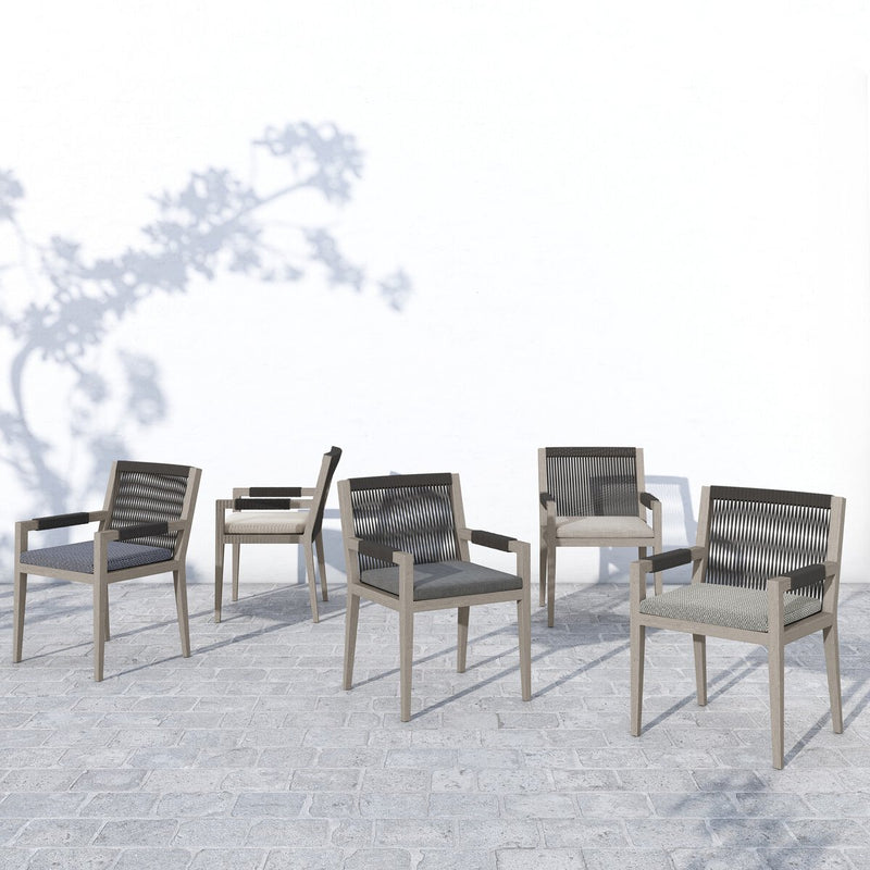 Sherwood Outdoor Dining Armchair, Weathered Grey - Faye Sand
