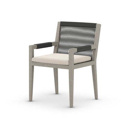 Sherwood Outdoor Dining Armchair, Weathered Grey - Faye Sand