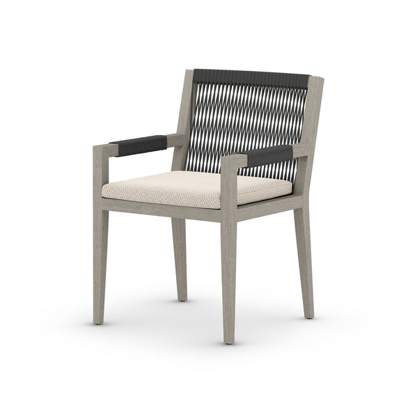 Sherwood Outdoor Dining Armchair, Weathered Grey - Faye Sand