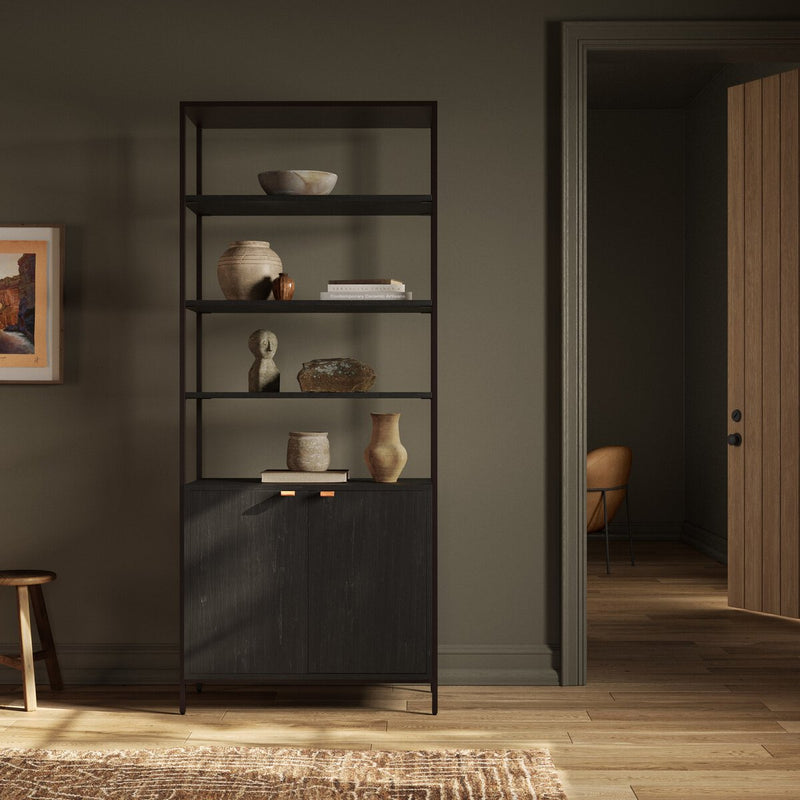 Trey Modular Wide Bookcase - Black Wash