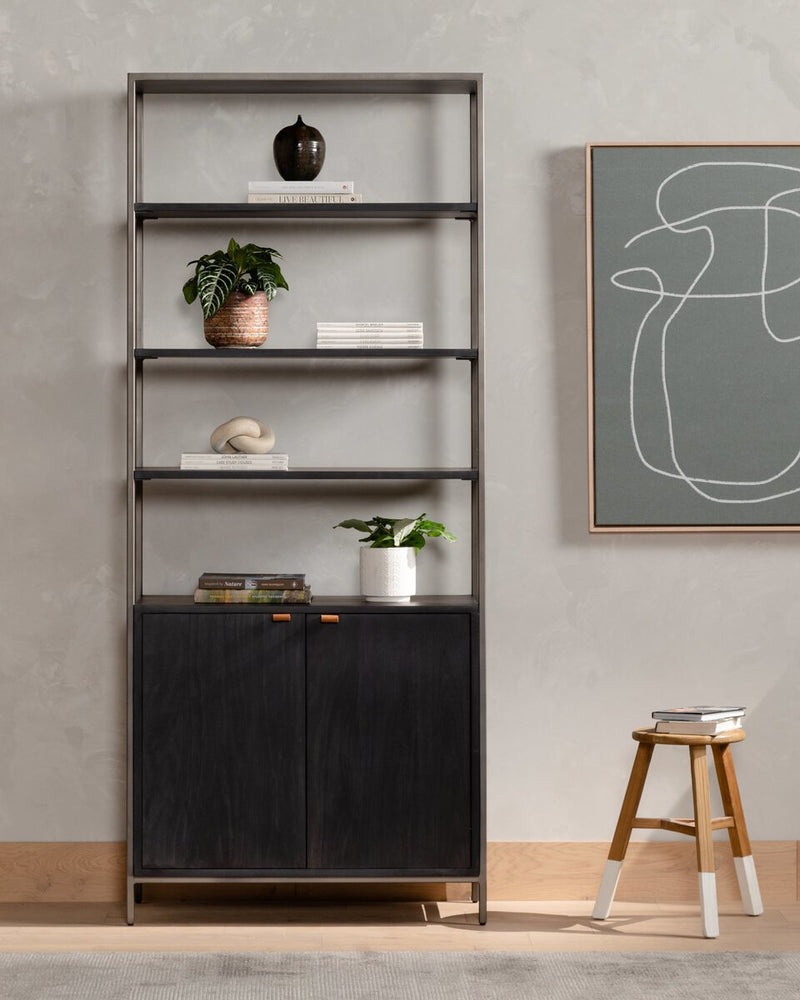 Trey Modular Wide Bookcase - Black Wash