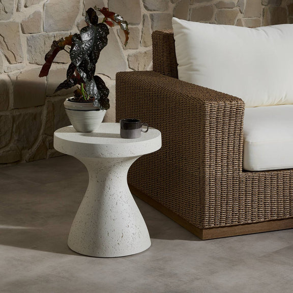 Koda Outdoor End Table - Textured White