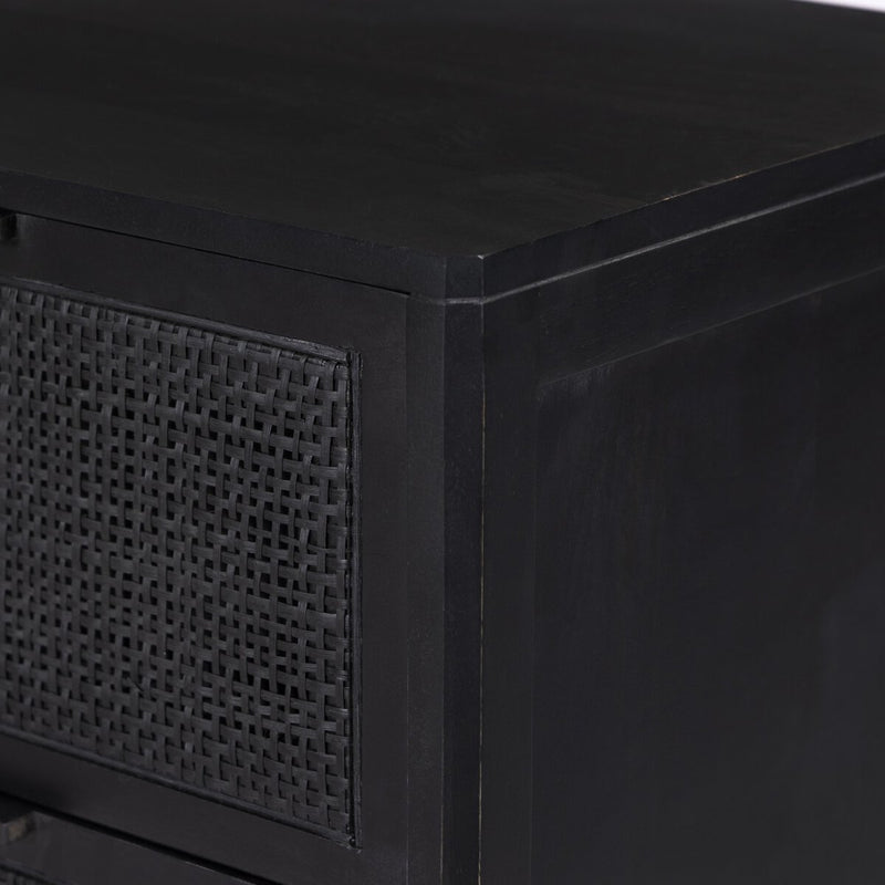 Sydney 6 Drawer Dresser - Black Wash & Black Cane