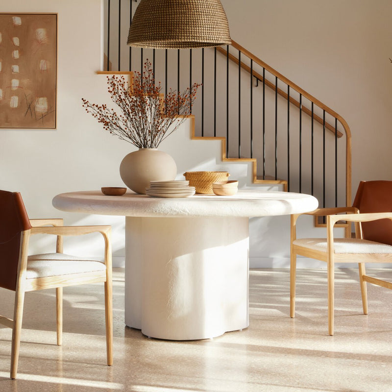 Grano Dining Table - White Plaster Molded Concrete