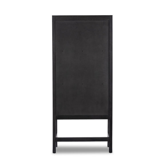Caprice Narrow Cabinet - Black Wash Mango & Black Cane