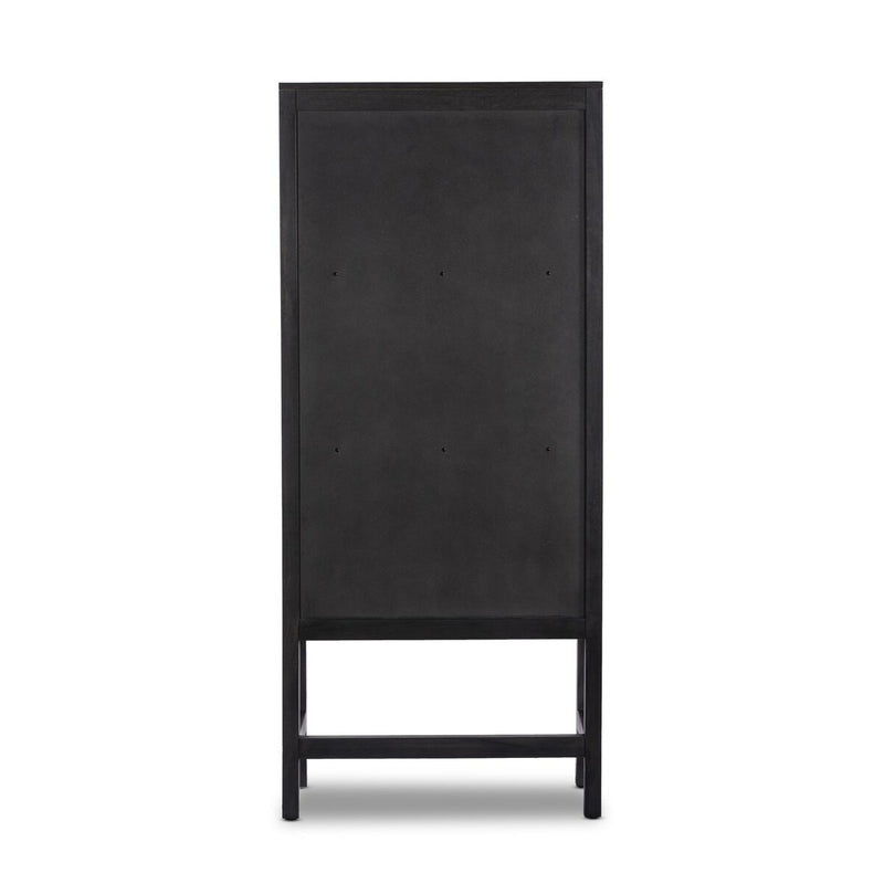 Caprice Narrow Cabinet - Black Wash Mango & Black Cane