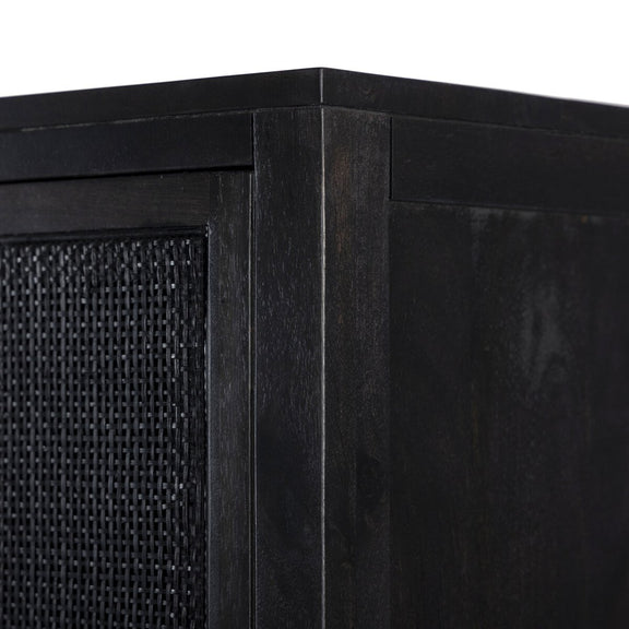 Caprice Narrow Cabinet - Black Wash Mango & Black Cane