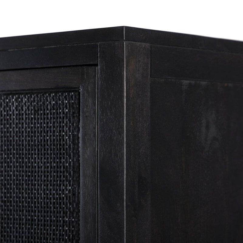 Caprice Narrow Cabinet - Black Wash Mango & Black Cane