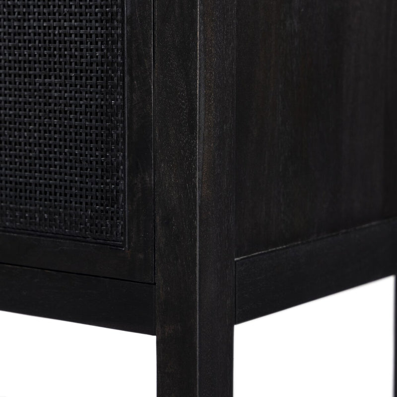 Caprice Narrow Cabinet - Black Wash Mango & Black Cane