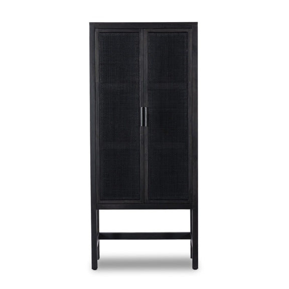 Caprice Narrow Cabinet - Black Wash Mango & Black Cane