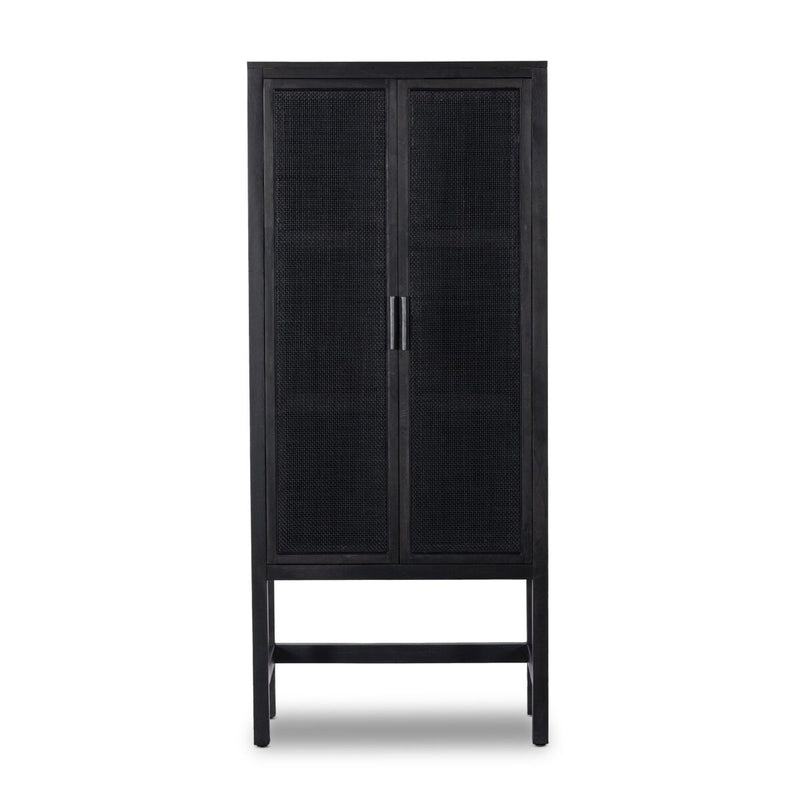 Caprice Narrow Cabinet - Black Wash Mango & Black Cane