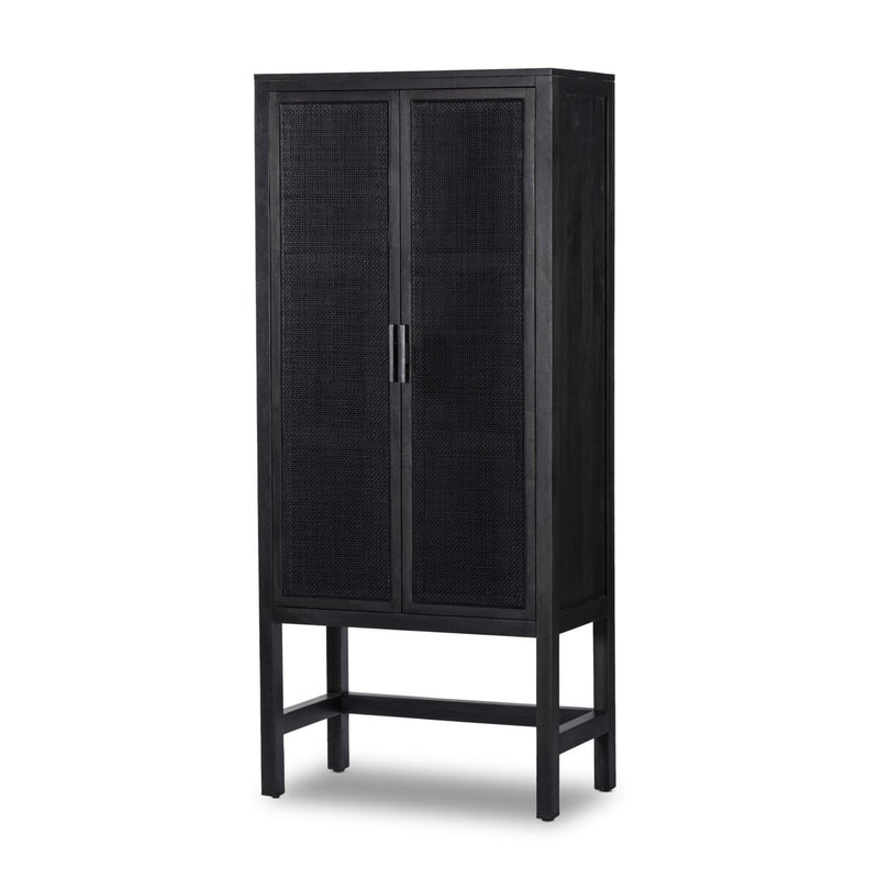 Caprice Narrow Cabinet - Black Wash Mango & Black Cane