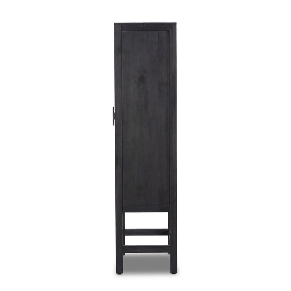 Caprice Narrow Cabinet - Black Wash Mango & Black Cane
