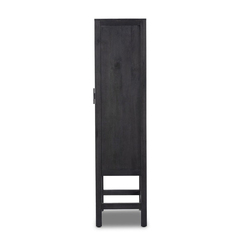 Caprice Narrow Cabinet - Black Wash Mango & Black Cane
