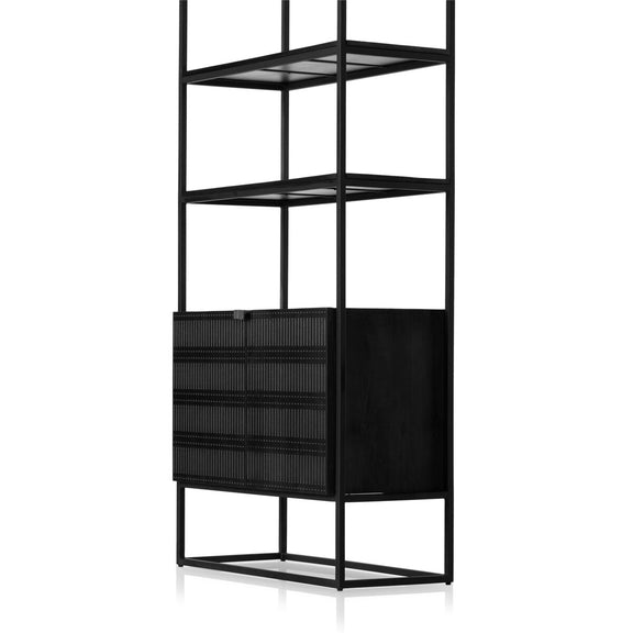 Kelby Bookcase - Carved Vintage Brown