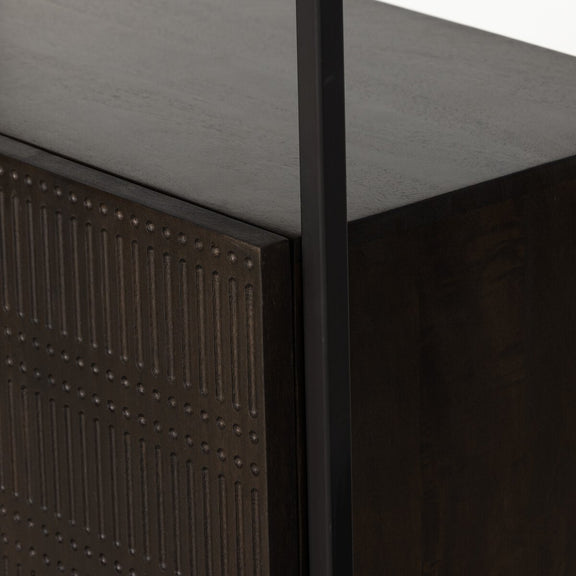 Kelby Bookcase - Carved Vintage Brown