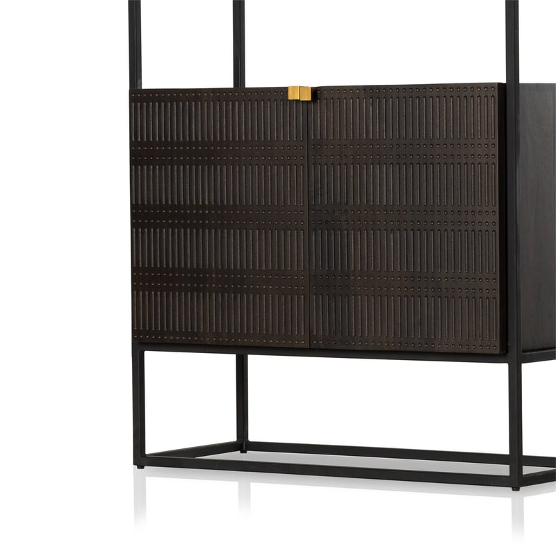 Kelby Bookcase - Carved Vintage Brown