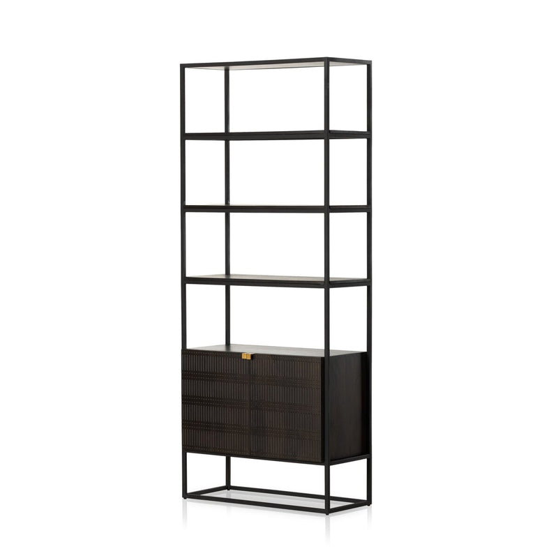Kelby Bookcase - Carved Vintage Brown