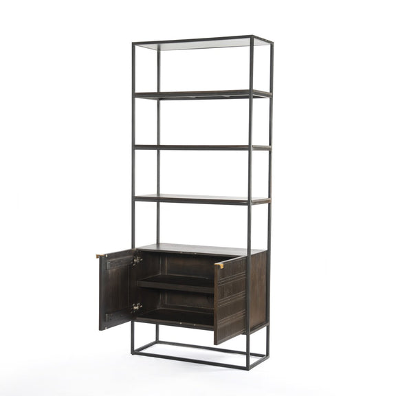 Kelby Bookcase - Carved Vintage Brown