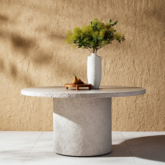 Otero Outdoor Round Dining Table - Matte Stone