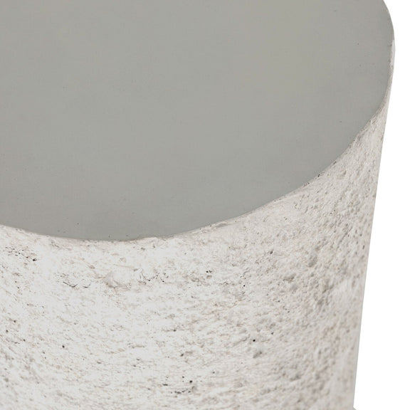 Otero Outdoor Round End Table - Matte Stone