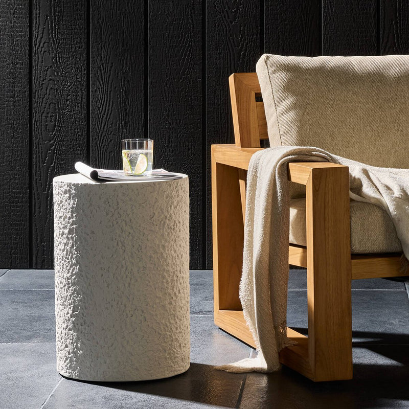 Otero Outdoor Round End Table - Matte Stone
