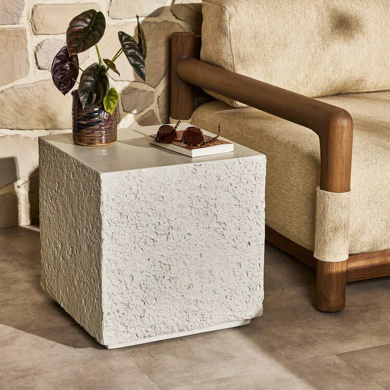 Otero Outdoor Square End Table - Matte Stone