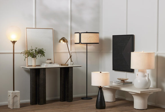 Becker Table Lamp - Charcoal And White Marble