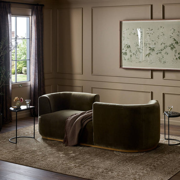 Deandra Tete A Tete Chaise - Surrey Olive