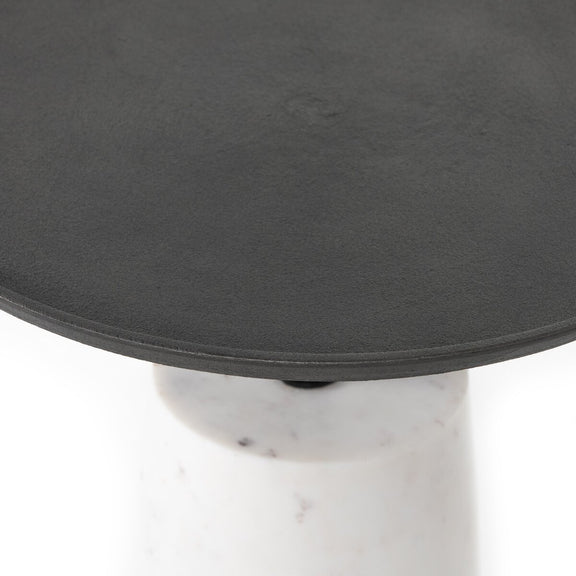 Cronos End Table - Polished White Marble