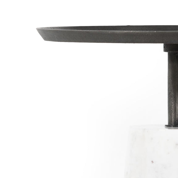 Cronos End Table - Polished White Marble