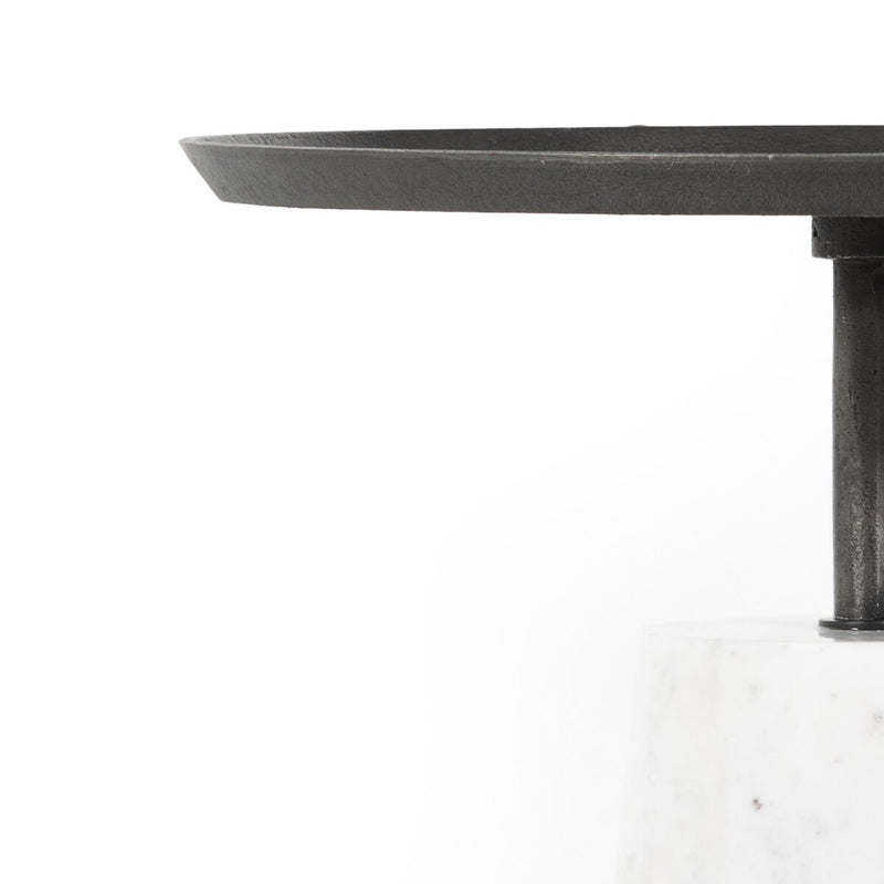 Cronos End Table - Polished White Marble