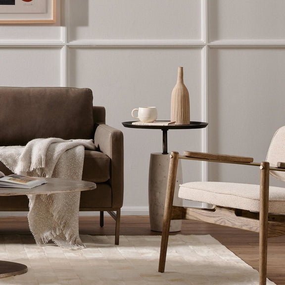 Cronos End Table - Polished White Marble