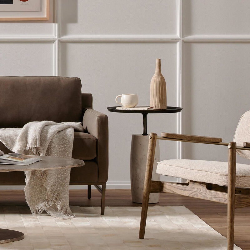 Cronos End Table - Polished White Marble