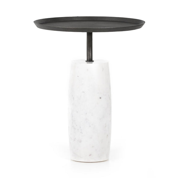 Cronos End Table - Polished White Marble